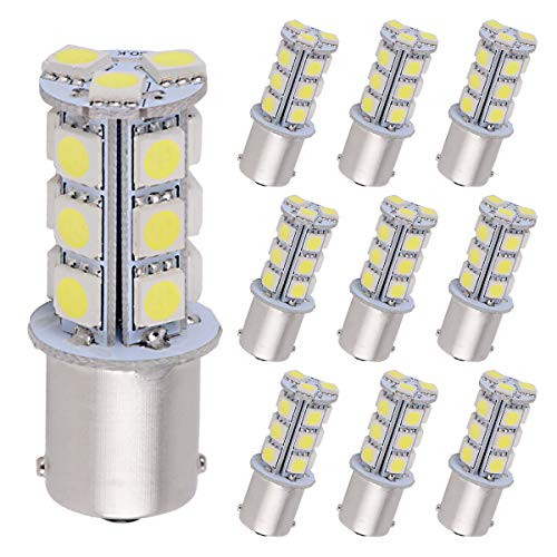 YITAMOTOR 10x 1156 18 SMD BA15S 7506 1003 1141 RV Camper Bulbs Turn Signal Backup Reverse LED Light Bulbs White 6000K, 12v-24v