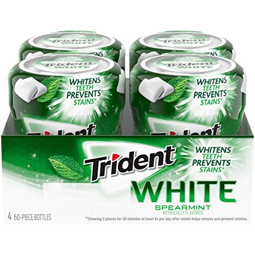 Trident White Sugar Free Gum, Spearmint Flavor, 4 Go-Cup (240 Pieces Total)