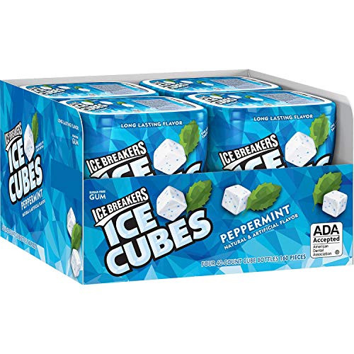 Ice Breakers Ice Cubes Sugar Free Gum, Peppermint, 40-Piece Containers (Pack of 4)