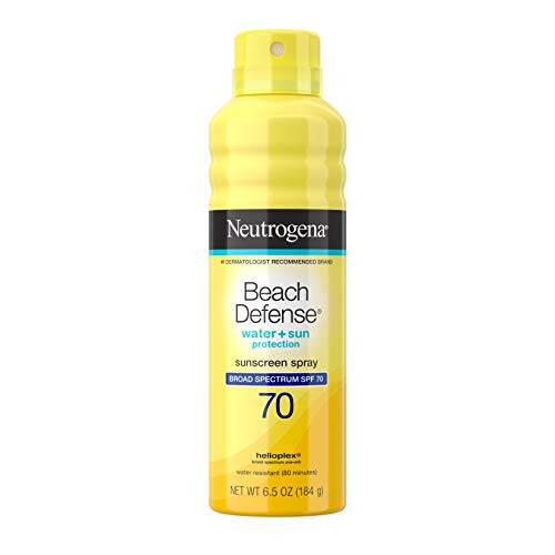 Neutrogena Beach Defense Spray Sunscreen with Broad Spectrum UVA/UVB SPF 70, Fast Absorbing Sunscreen Spray, Water-Resistant and Oil-Free Sun Protection, SPF 70, 6.5 oz