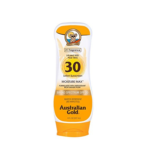 Australian Gold Sunscreen Lotion SPF 30, 8 Ounce | Moisture Max | Infused with Aloe Vera | Broad Spectrum | Water Resistant Australian Gold Sunscreen Lotion SPF 30, 8 Ounce | Moisture Max | Infused with Aloe Vera | Broad Spectrum | Water Resistant