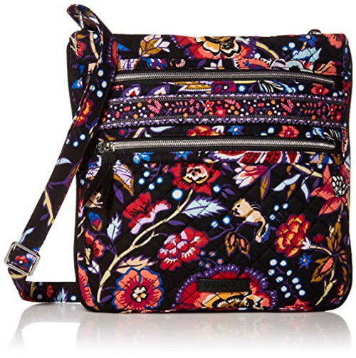 Vera Bradley Signature Cotton Triple Zip Hipster Crossbody Purse, Foxwood