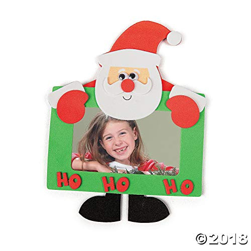 Foam Santa Photo Frame Magnet Craft Kit - Photo Crafts for Kids-Makes 12