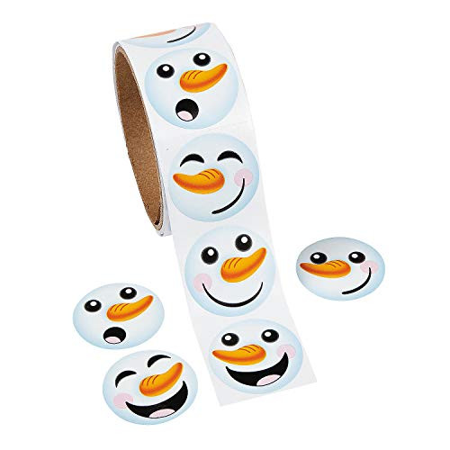 Fun Express - Snowman Roll Stickers(100pc) for Winter - Stationery - Stickers - Stickers - Roll - Winter - 100 Pieces