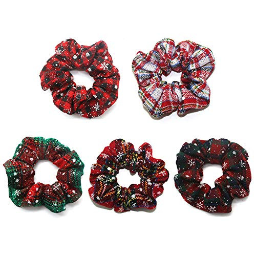 Yantu 5 Pcs Christmas Hair Scrunchies Hair Bands for Women Girls Elastic Scrunchy Hair Ties Ropes Ponytail holder Hair Accessories