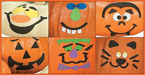 Fun Express 12 Halloween Pumpkin Decorating Kits - Decorate Jack-O-Lantern Face Craft Kits