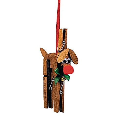 Fun Express Clothespin Reindeer Christmas Ornament Craft Kit for Kids-Makes 12