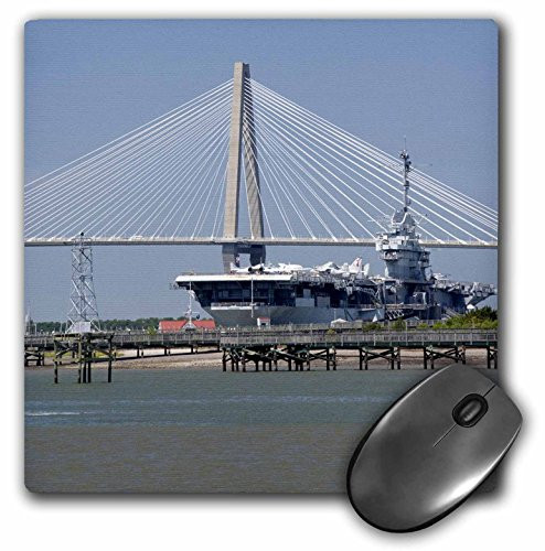 3dRose LLC 8 x 8 x 0.25 Inches Mouse Pad, SC, Ravenel Bridge Yorktown Aircraft Carrier, Cindy Miller Hopkins (mp_94258_1)