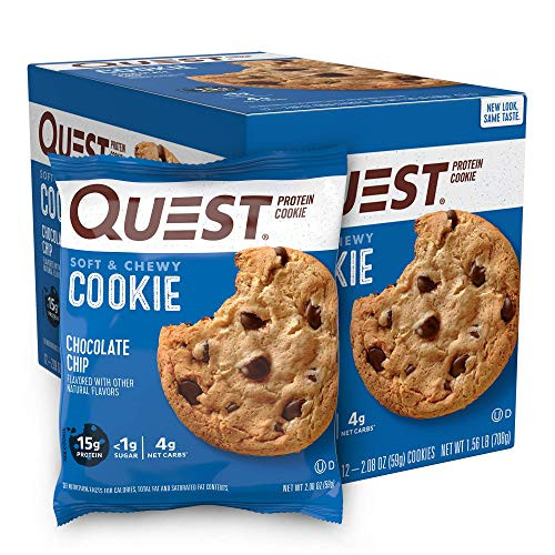 Quest Nutrition Chocolate Chip Protein Cookie, High Protein, Low Carb, Soy Free, 12 Count