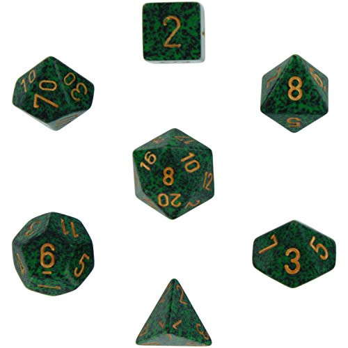 Polyhedral 7-Die Speckled Dice Set - Golden Recon (d4, d6, d8, d10, d12, d20 & d00)