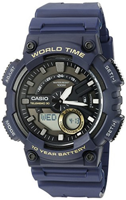 Casio Men's Heavy Duty Quartz Resin Watch, Color: Blue (Model: AEQ110W-2AV)