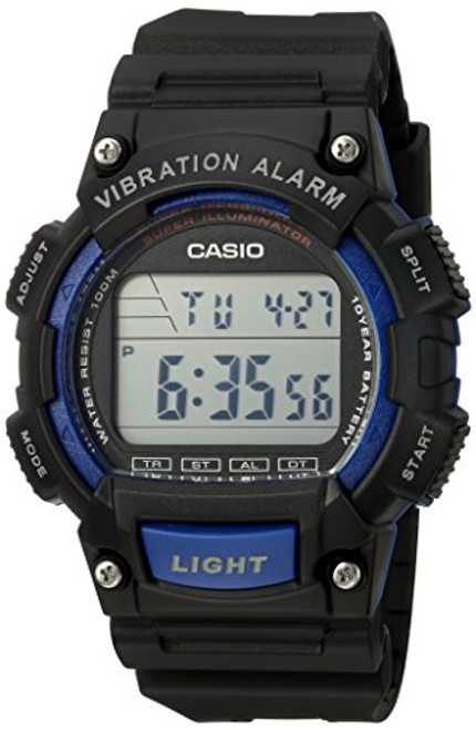 Casio Men's 'Super Illuminator' Quartz Resin Casual Watch, Color:Black (Model: W-736H-2AVCF)