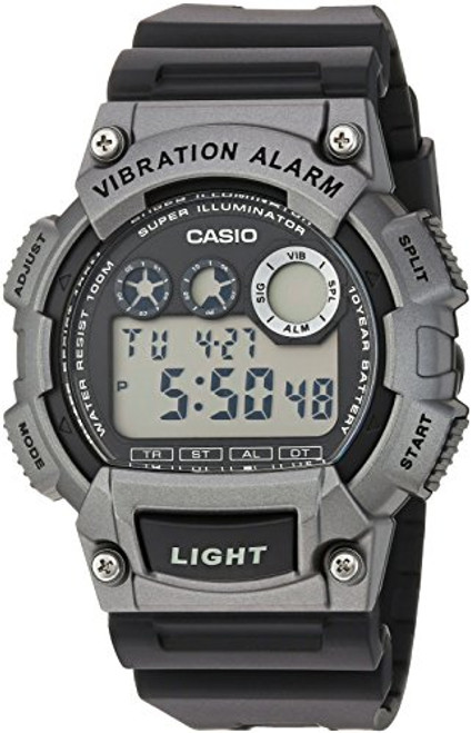 Casio Men's 'Super Illuminator' Quartz Resin Casual Watch, Color:Black (Model: W-735H-1A3VCF)