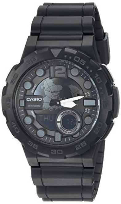 Casio Men's 'CLASSIC' Quartz Stainless Steel and Resin Casual Watch, Color:Black (Model: AEQ-100W-1BVCF)