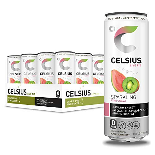 CELSIUS Sparkling Kiwi Guava Fitness Drink, Zero Sugar, 12oz. Slim Can, 12 Pack CELSIUS Sparkling Kiwi Guava Fitness Drink, Zero Sugar, 12oz. Slim Can, 12 Pack