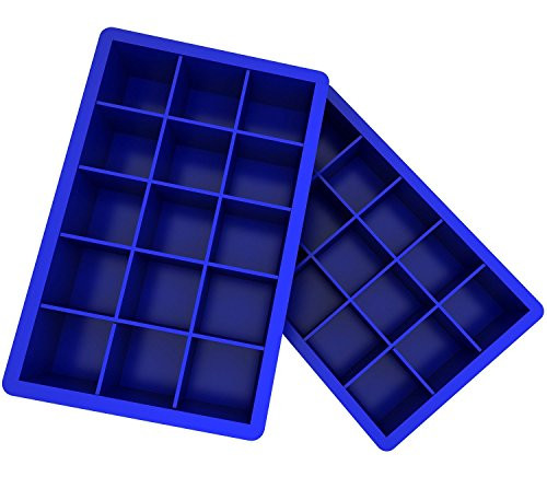 Ozera 2 Pack Silicone Ice Cube Tray Molds Candy Mold Cake Mold Chocolate Mold, 15 Cavity, Blue