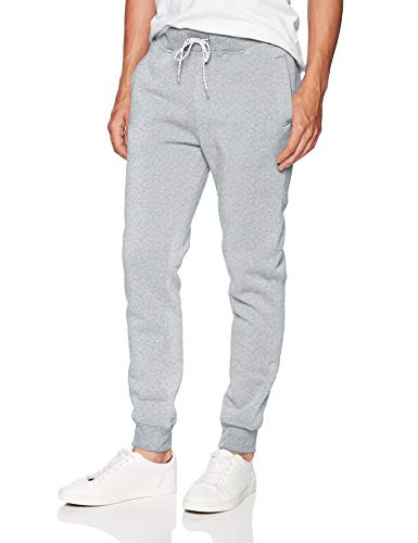 WT02 Men's Basic Jogger Fleece Pants, Heather Grey, Large