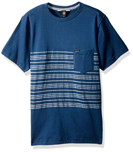 Volcom Men's Short Sleeve Threezy Crew Shirt, Smokey Blue, S