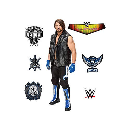 FATHEAD AJ Styles Jr-Large Officially Licensed WWE Removable Wall Decal, Multicolor
