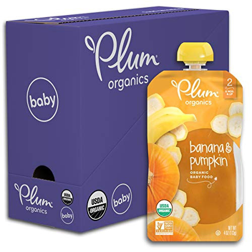 Plum Organics Stage 2, Organic Baby Food, Banana and Pumpkin, 4 Ounce Pouch (Pack of 6)