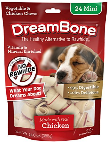 DreamBone DBC-00252 Mini Chews With Real Chicken 24 Count, Rawhide-Free Chews For Dogs