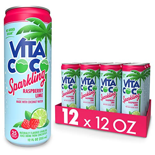 Vita Coco Sparkling Water, Raspberry Lime | Boosted with Coconut Water | 25 Calories | No Added Sugar | Full of Flavor - 12 Oz (Pack of 12)