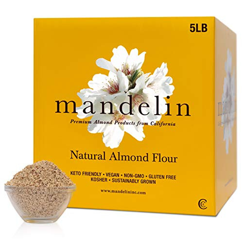 Mandelin Grower Direct Natural Unblanched Almond Flour Keto - Super Fine 100% Almond Powder Meal, With Skin, Non-GMO, Gluten Free, Vegan, Plant Based Diet Friendly (5 lb)