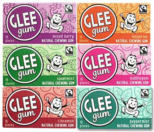 Glee Gum All Natural Variety Gum Pack, Non GMO Project Verified, Eco Friendly, 16 Piece Box, Variety Pack of 12