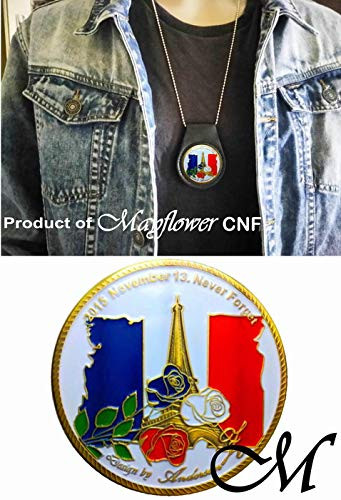 Mayflower CNF Coin &Leather Holder - We Never Forget - Terrorist Attacks in Paris, France. November 13, 2015, United We Stand - Global War on Terror