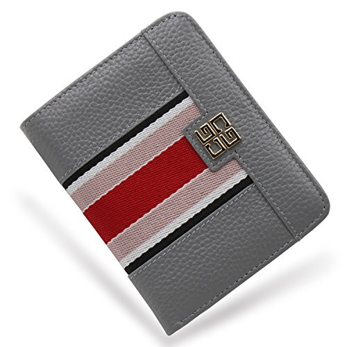 Women's Small Compact Bi-fold Leather Pocket Wallet Credit Card Holder Case with ID Card Window (New Blue)