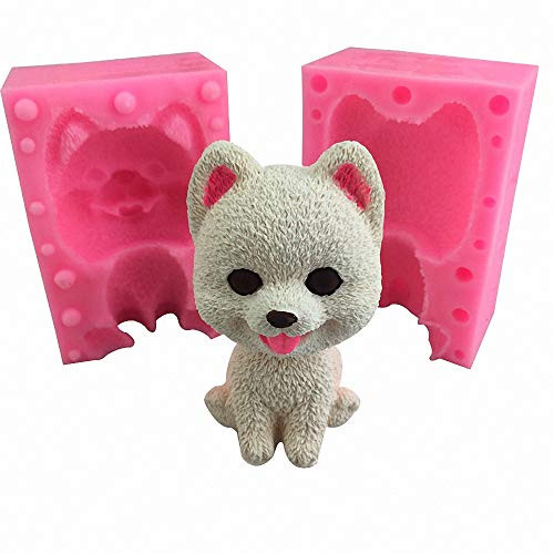 MoldFun 3D Pomeranian Dog Silicone Mold, Large Cute Puppy Chocolate Candy Fondant Mold for Cake Decorating Making Candle Soap Resin Plaster Crayon Wax Melt Mold