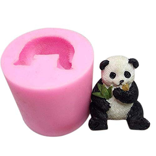 3D Panda Silicone Candle Mold Panda Eating Bamboos Chocolate Cake Topper Fondant Mould DIY Soap Mold Cake Decorating Tools
