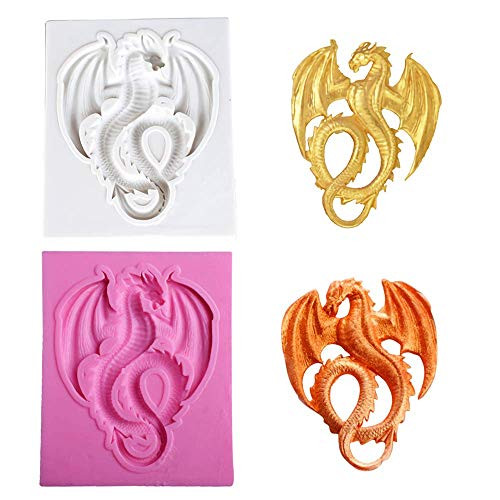 2Pcs Dragon Silicone Fondant Mold Cake Sugarcraft Decorating Mould Chocolate Candy Gumpaste Mold Candy Fimo Clay Polymer Clay Epoxy Resin Tool