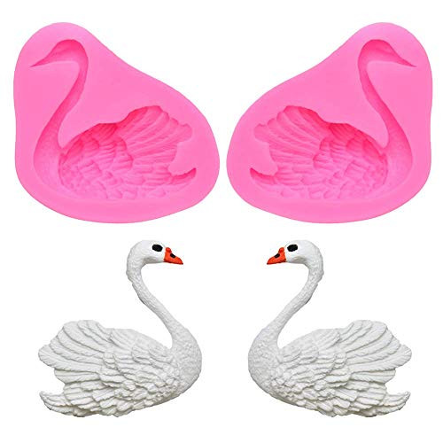 2 Pack Swan Silicone Fondant Molds Swan Chocolate Candy Sugar Craft Gum Paste Mold Cake Decorating Tools Polymer Clay Resin Mold (Left & Right)