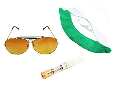 costumebase Fear & Loathing Las Vegas Hat + Orange Amber Sun Glasses + Cigarette Holder, Mix, One Size