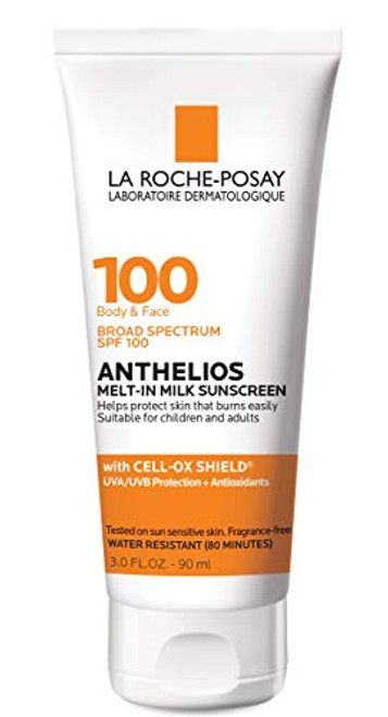 La Roche-Posay Anthelios Melt-in Milk Body & Face Sunscreen Lotion Broad Spectrum SPF 100, Oxybenzone & Octinoxate Free, Sunscreen for Kids, Adults & Sun Sensitive Skin