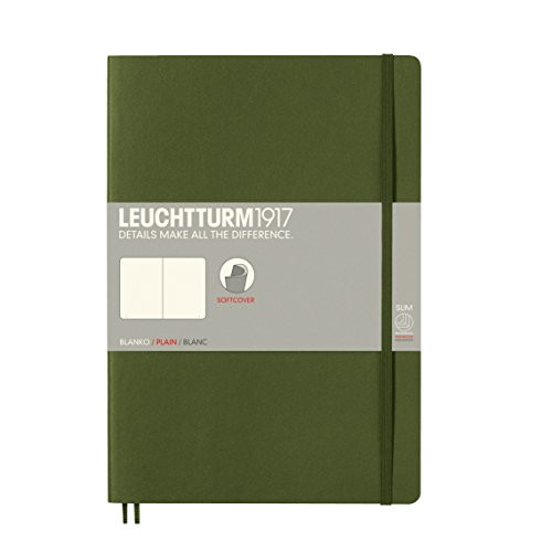 Leuchtturm1917 Softcover B5 Plain Notebook- 121 Numbered Pages, Army