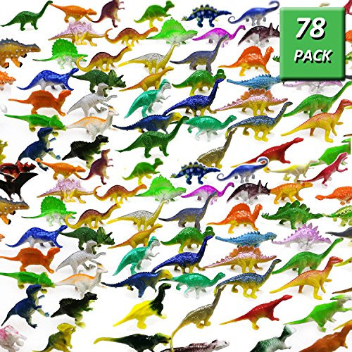OuMuaMua Dinosaur Figure Toys 78 Pack - Plastic Dinosaur Set for Kids and Toddler Education, Including T-rex, Stegosaurus, Monoclonius, etc