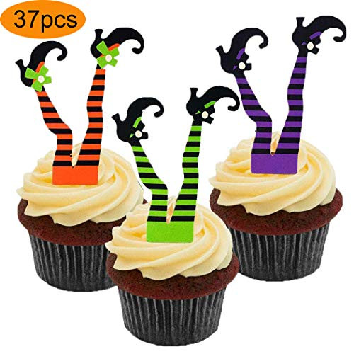 37pcs Halloween Paper Cupcake Toppers Witch Boot Cake Decoration Cups Picks for Halloween Party Cupcake Dessert Decorating Supply 37pcs Halloween Paper Cupcake Toppers Witch Boot Cake Decoration Cups Picks for Halloween Party Cupcake Dessert Decorating Supply