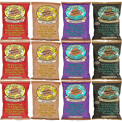 Kettle Cooked  Potato Chips, Gluten-Free A Crunchier Tastier Dirty Potato Chip, Ultimate Variety Pack, 1.5oz Bag 12-Pack Variety