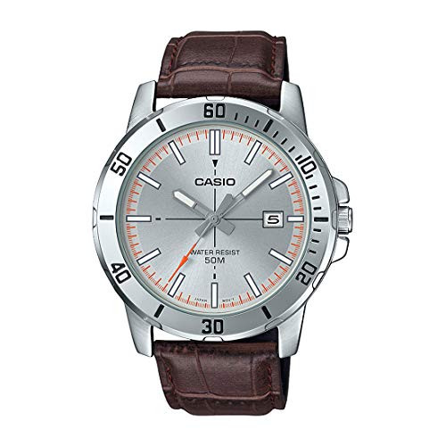 Casio MTP-VD01L-8EV Men's Enticer Brown Leather Band Grey Dial Casual Analog Sporty Watch Casio MTP-VD01L-8EV Men's Enticer Brown Leather Band Grey Dial Casual Analog Sporty Watch