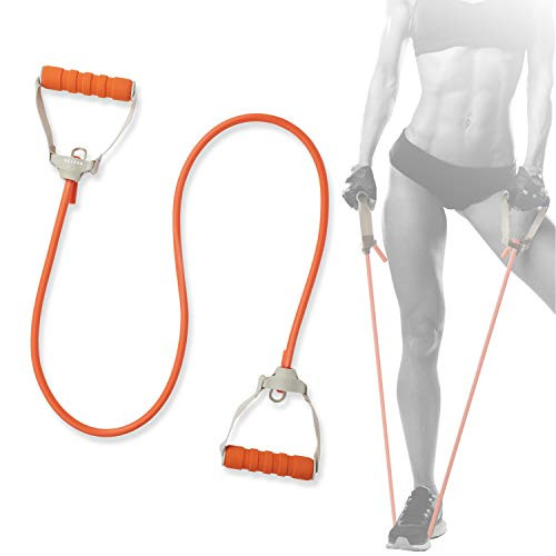 ELECOM "ECLEAR Sports Training Tube Band with Handle/Hard Type/Home Fitness/Training/Stretching Orange HCF-TBHGHDR