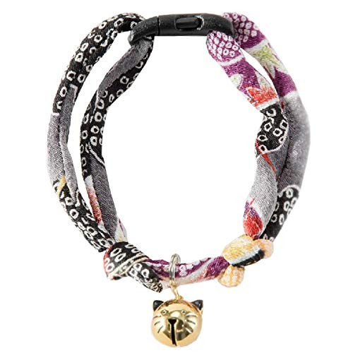 Necoichi Chirimen Hanabi Fireworks Cat Collar, Gray