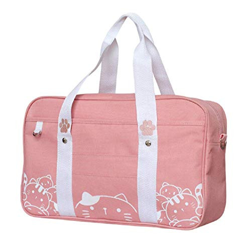 GK-O Japanese JK Uniform Bag Cute Cat Kawaii Lolita Handbag School Messenger Shoulder Bags (Pink)