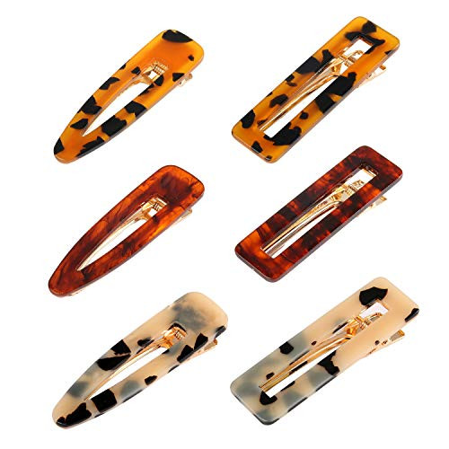6 Piece Acrylic Resin Hair Clip, Retro Minimalist Style Leopard Brown Alligator Hair Barrettes for Women