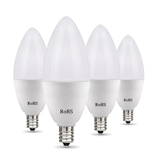BATHEBRIGHT E12 Bulb Candelabra LED Bulbs 6W, 60 Watt Equivalent, Warm White 2700K LED Chandelier Bulbs, Candelabra Base, Non-Dimmable LED Lamp, 4 Pack Warm White 2700k