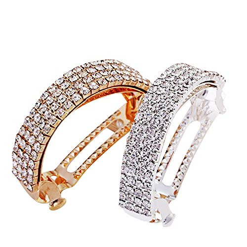 Glitter Diamond Metal Ponytail Holder Barrettes Bow Hair Clips French Barrettes Hair Pins Thin Hair Ponytail Clips Hairdressing Salon Hairpins for Hair Styling Hairdresser