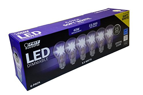 Feit Electric LED DImmable 40W | soft white | 5.5 WATT | omni directional | Crystal Clear | 6 pack | Energy Efficient