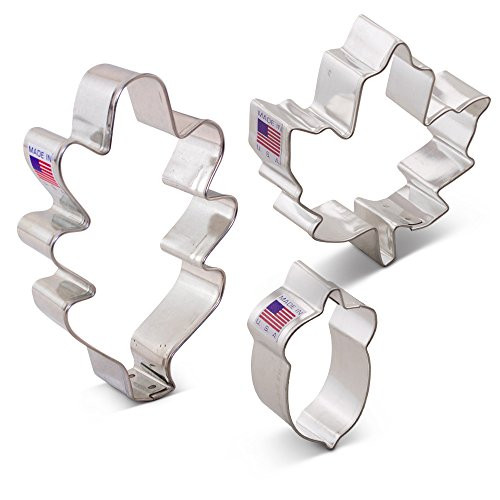 Autumn / Fall / Thanksgiving Cookie Cutter Set - 3 Piece - Oak Leaf, Maple Leaf and Acorn - Ann Clark - US Tin Plated Steel Autumn / Fall / Thanksgiving Cookie Cutter Set - 3 Piece - Oak Leaf, Maple Leaf and Acorn - Ann Clark - US Tin Plated Steel