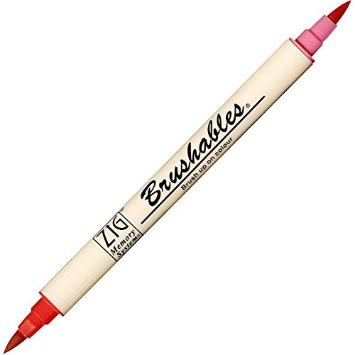 Kuretake Zig Memory System Dual Brush Tip Marker, Brushables, No.20, Pure Red (MS-7700-020)